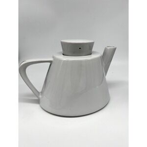 Ikea White Modern Style Tea Pot with Handle and Locking Lid #15199 Classic Large